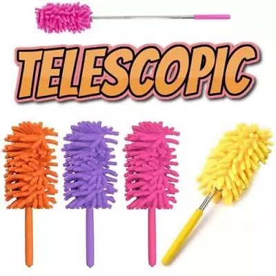 Telescopic Extendable Magic Microfibre Cleaning Feather Duster Extending Brush • £3.49