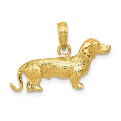 10K Yellow Gold Solid Polished 3-Dimensional Wire Haired Dachshund Charm • $394.99