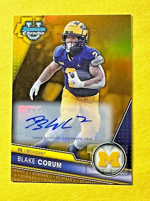 2023 Bowman University Chrome Blake Corum 24/50 GOLD Auto Michigan #182 • $56