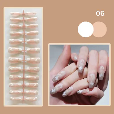 24Pcs False Nails Wearable Fake Nails Full Cover French Nail Tips Press On Nail • $1.23