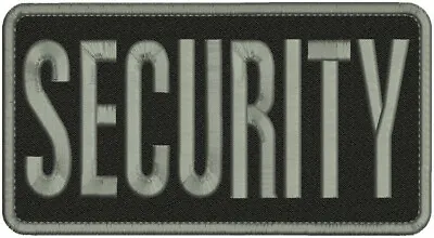 SECURITY EMBROIDERY PATCH 8x4  HOOK ON BACK GRAY ON BLACK • $10.99