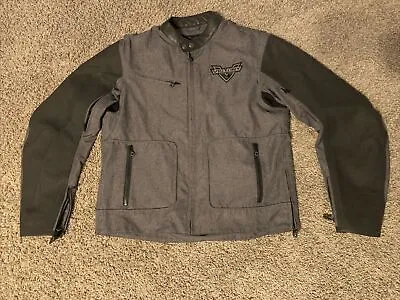 Victory Motorcycle Jacket Men's L  Gray With Black Leather Trim Great Condition • $75