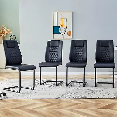 Set Of 4/6 Dining Chair PU Leather Kitchen Dining Chairs W/ Metal Legs US • $224.99