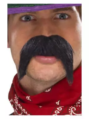 Black Big & Bushy Gringo Cowboy Moustache - Authentic Fancy Dress Accessory • £5.99