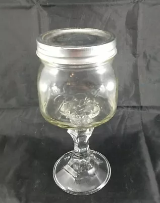 Footed Ball Mason Jar Glass 7 3/4  Tall • $7.25