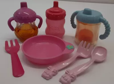 Baby Alive Doll Disappearing Sippy Cup Pink Bowl Vtg Gerber Spoon Fork Mixed Lot • $24.07