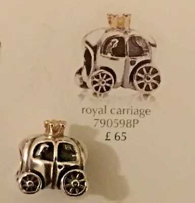 Pandora Royal Carriage Two Tone 14ct Gold Charm No 790598P Very Rare Retired • £37