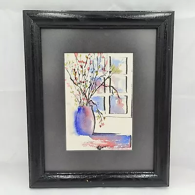 Original Watercolor Painting Still Life Floral Marilyn Kirkman Framed • $37