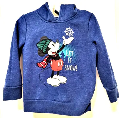 DISNEY Mickey Mouse Fleece Hoodie Blue Long Sleeves Child Size 3T Jumping Beans • $10.95