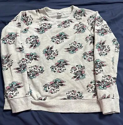 Disney Mickey And Minnie Mouse Ice Skating Vintage Sweatshirt Womens Size Sm • $14