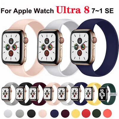 $1.16 • Buy Solo Loop Band For Apple Watch Ultra Series 8 7 6 5 SE Silicone Strap 38/42/49mm