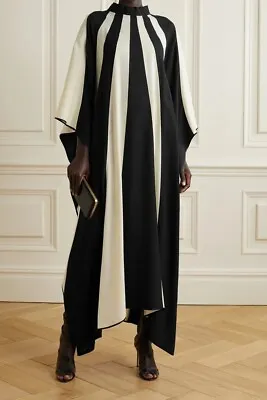 Black & White Designer Satin Silk Kaftan Islamic Robe Night Sleepwear Maxi Dress • $38.40