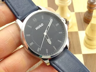 HUGO BOSS First Watch Men's 42mm Black Dial Leather Designer Wristwatch 1530186 • £21