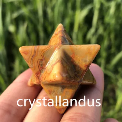 £9.49 • Buy 1pc Natural Carved Crazy Agate Merkaba Star Quartz Crystal Pendant Reiki Gift