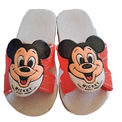 Mickey Mouse Ears Red & White Sandals Childs Size 6.5 Flip Flops Beach Wear • $16.14