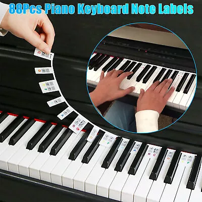 Removable Piano Keyboard Note Labels 88 Key Silicone Piano Stickers Guide Marker • $9.79