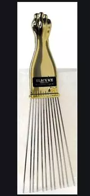 Black Ice Signature Series Gold Fist Handle Wide Styling Metal Pick Comb • $7.99