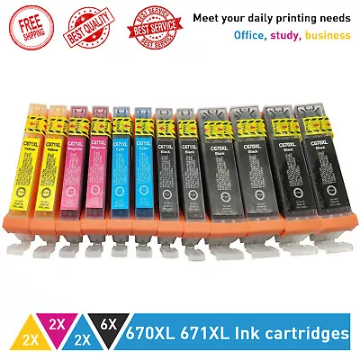 12 Ink Cartridges For Canon PGI-670XL CLI671XL PIXMA MG5760 MG5765 MG5766 MG6860 • $26.89