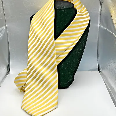 Parsley Men's Necktie Yellow White Stripes Silk Tie - Classic Fit • $13