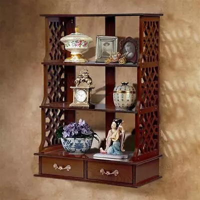 Design Toscano Chinese Chippendale-Style Triple Shelf Hardwood Curio • $340.86