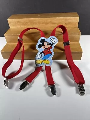 Vintage 1970s Childs Walt Disney Mickey Mouse RED Adjustable Suspenders • $20.05