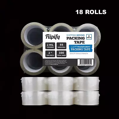 18 Rolls Carton Sealing Clear Packing Tape Box Shipping - 2 Mil 2  X 55 Yards • $24.90