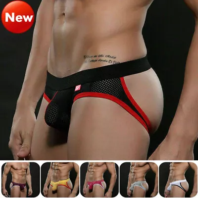 Men's Jock Strap Breathable Underwear Backless Jockstrap Briefs Underpants Thong • £2.56