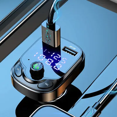 Bluetooth 5.0 Car FM Transmitter 2 USB Fast Charger 4.8A Support For TF Card{ • $10.32