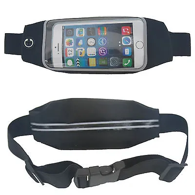 Euro  Unisex Mobile Phone Belt Bum Bag Waist Bag Travel Running Cycling - Black • £4.49