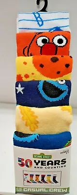 NEW 50 YR Sesame Street Character (6 PR) CASUAL CREW SOCKS Mens Shoe Size 8-12  • $18.99