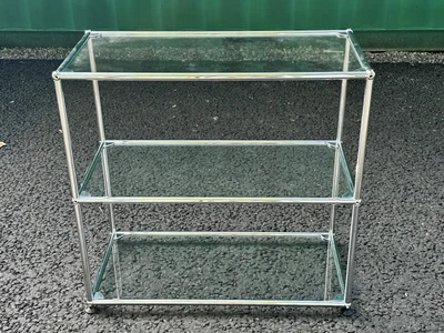 USM Haller Glass Shelving Unit With Chrome Corners • £589