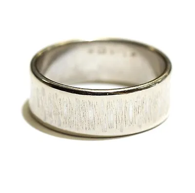 14k White Gold Hammered Finish Wedding Band Ring 5.1g Vintage 6.8mm Gents 6.25 • $258.49