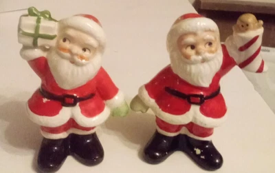 $9.99 • Buy Vintage Mid - Century Santa Salt And Pepper Shakers W/ Present And Stocking