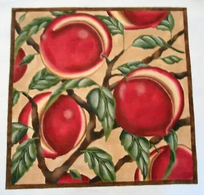 $125 • Buy Hand Painted Needlepoint Canvas Melissa Shirley Large PEACHES Fruit 23 X 23 MSD 
