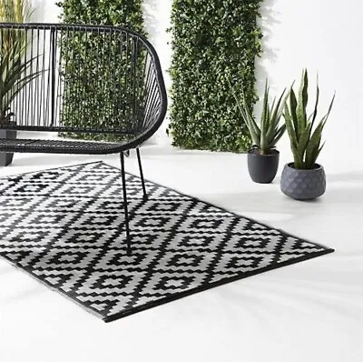 Outdoor Garden Rug Waterproof Reversible Plastic Patio Large Rug Diamond Pattern • £18.99