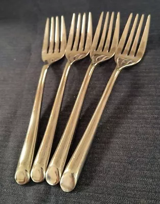 Set Of 4 Towle WAVE Pattern 18/0 Stainless Salad Forks 7 1/4  Living Collection • $18