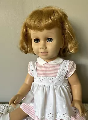 Vintage Mattel Chatty Cathy Doll Original Pink Stripe Dress Has String No Words • $27