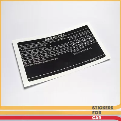 BMW Tire Pressure Sticker E30 M3 USA - 2121907 • $9