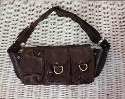 Vintage Leather Waist Hip Bag Belt Festival Fanny Pack Brown Hippie Biker • $45