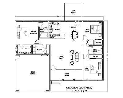 Custom Modern FramHouse Plans 3 Bedroom 2 Bathroom & Free Original CAD File • £28.94