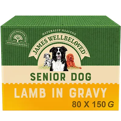 80 X 150g James Wellbeloved Natural Senior Wet Dog Food Pouches Lamb In Gravy • £59.99