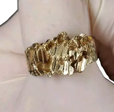 14k Yellow Gold Solid Nugget Ring Size 11 - 7.11 Grams- 4.14g Pure Gold • $400.95
