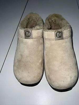 Merrell Primo Chill Slide Comfort Clogs Mule Natural Shearling Lined Size 7 • $29.99