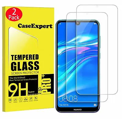 2 X CaseExpert Tempered Glass Screen Protector Huawei Y7 Prime/Y7 Pro /Y7 (2019) • £4.99