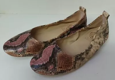 Vince Camuto Leather Snakeskin Patterned Flats - Women's 9.5 • $19.99