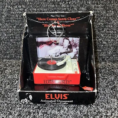 ELVIS PRESLEY Animated Christmas Ornament “Here Comes Santa Claus & Blue Suede • $28