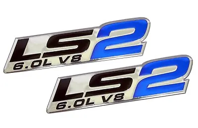 2x LS2 6.0L V8 ENGINE EMBLEMS BADGE CHROME SILVERado PAIR Blue • $14.17