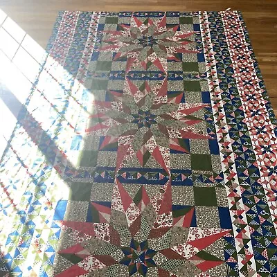 Vintage Bates House Of WIndsor Colonial Star Twin Size 75x104 Bedspread Red/Blue • $40