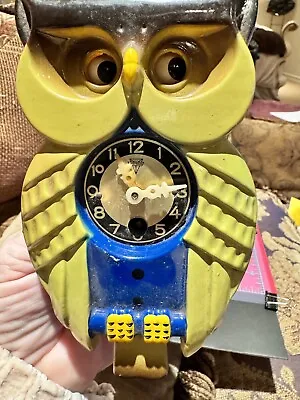 MI-KEN OWL CUCKOO Japanese Wall Clock With Pendulum Key Eyes Move • $65