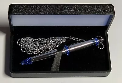Mini Metal Twist Ballpoint Pen W/ 40  Necklace And Swarovski Crystal Decoration • $20